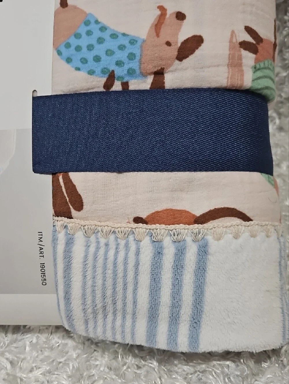 Cotton Plush Throw - Berkeshire Collection Dachshund Dog Print in Pink & Blue